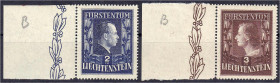 Ausland
Liechtenstein
Fürstenpaar 1951, postfrische Erhaltung, gez. L 14 3/4 (B), linker Seitenrand. Mi. 1.460,-€. ** Michel 304-305.