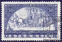 Ausland
Österreich
Internationale Postwertzeichen-Ausstellung WIPA 1933, gewöhnliches Papier mit Sonderstempel. Mi. 260,-€. gestempelt. Michel 555 A...