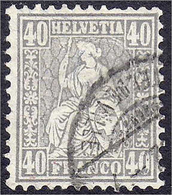 Ausland
Schweiz
40 C. grau Sitzende Helvetia 1881, sauber gestempelt. Fotoatte...