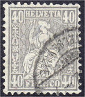 Ausland
Schweiz
40 C. grau Sitzende Helvetia 1881, sauber gestempelt. Fotoattest ABT BPP >Die Marke sowie deren Abstempelung sind echt und nicht rep...