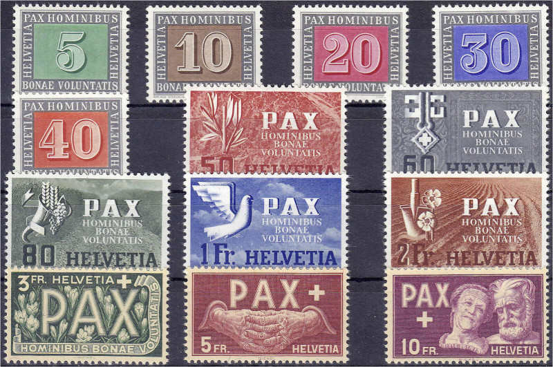 Ausland
Schweiz
Pax-Satz 1945, sauber in postfrischer Erhaltung. Mi. 450,-€. *...