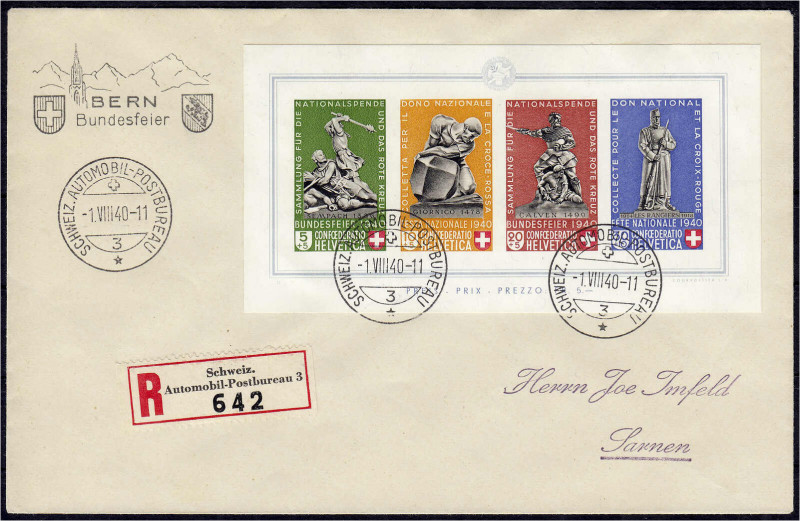 Ausland
Schweiz
Pro Patria 1940, sauber auf R-Brief, Luxuserhaltung. MI. 700,-...