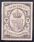 Deutschland
Altdeutschland
Oldenburg
2 Gr. Staatswappen mit Herzogkrone 1859, ungebraucht ohne Gummi, vollrandig. Mi. 700,-€. (*) Michel 7.
