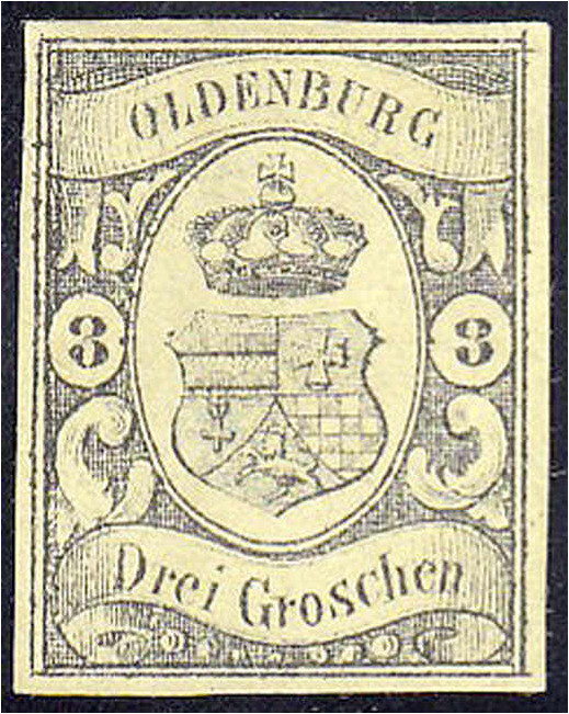 Deutschland
Altdeutschland
Oldenburg
3 Gr. Staatswappen mit Herzogkrone 1859,...