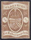 Deutschland
Altdeutschland
Oldenburg
1/2 Gr. Staatswappen mit Herzogkrone 1861, ungebraucht ohne Gummi, geprüft Pfenninger. Mi. 240,-€. (*) Michel ...