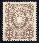 Deutschland
Deutsches Reich
25 Pfennige 1875, postfrische Marke mit vollständiger Gummierung ohne Falz oder Falzspur, minimale Absplitterung im Bere...