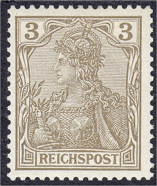 Deutschland
Deutsches Reich
3 Pf. Reichspost 1900, postfrische Erhaltung, Farb...