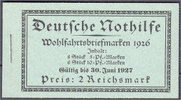 Deutschland
Deutsches Reich
Nothilfe 1926, postfrisches Markenheftchen, minimal fleckig. Mi. 1.100,-€. ** Michel MH 23.1.