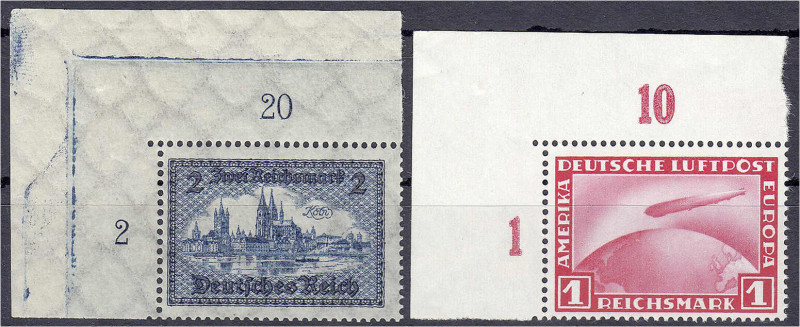 Deutschland
Deutsches Reich
2 M Bauwerke + Flugpostmarke 1930/1931, zwei postf...
