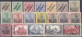 Deutschland
Deutsche Auslandspostämter und Kolonien
Deutsche Post in Marokko
Freimarken 1899/1900, zwei komplette Sätze in ungebrauchter Erhaltung....