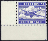 Deutschland
Feldpostmarken
Kriegsfälschung der Zulassungsmarke für Luftpostbriefe (Feldpost Nr. 1) 1944, postfrische Luxuserhaltung, linke untere Bo...