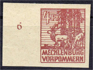 Deutschland
Alliierte Besetzung (Sowjetische Zone)
Mecklenburg-Vorpommern
4 Pf. Abschiedsserie 1946, lebhaftkarminbraun, postfrische Luxuserhaltung...
