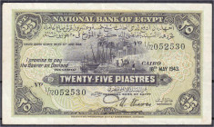 Ausland
Ägypten
25 Piastres 18.5.1943. Unterschrift Nixon. II- Pick 10c.