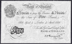 Ausland
Grossbritannien
Bank of England, 5 Pounds 4.4.1938. London. II. Pick. 335a.