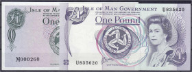 Ausland
Insel Man
2 X 1 Pound: auf Bradvek (Plastik) o.D. (1983), geringe Auflage (Seriennr. M000260) und o.D. (1983), geringere Größe Sign. 6. I- P...