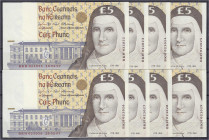 Ausland
Irland
8 X 5 Pounds 16.1.1997. Bis auf einmal fortlaufende Kennnummern 021021-021029, (021022) fehlt. I-II. Pick. 75.b.