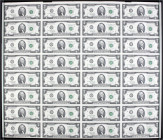 Ausland
Vereinigte Staaten von Amerika
Bogen mit 32 Noten zu 2 Dollars Serie 1995. I-II, am Rand teils Knitter, sonst I. Pick 497 Druckbogen.