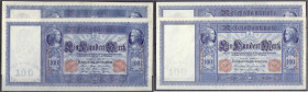 Die deutschen Banknoten ab 1871 nach Rosenberg
Deutsches Reich, 1871-1945
4 Scheine zu 100 Mark (Flottenschein) 7.2.1908, 10.9.1909 u. 21.4.1910. Al...