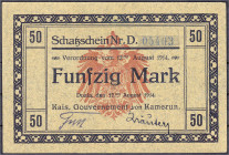 Die deutschen Banknoten ab 1871 nach Rosenberg
Deutsches Reich, 1871-1945
Deutsche Kolonien und Nebengebiete
50 Mark Schatzschein 12.08.1914, Adler...