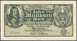 Die deutschen Banknoten ab 1871 nach Rosenberg
Deutsches Reich, 1871-1945
Deutsche Kolonien und Nebengebiete
10 Mio. Mark 31.8.1923. Wz. Tropfen, m...