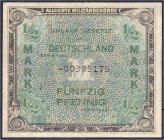 Die deutschen Banknoten ab 1871 nach Rosenberg
Deutschland unter alliierter Besatzung, 1945-1948
1/2 Mark Austauschnote, Serie 1944. US-Druck. III-,...