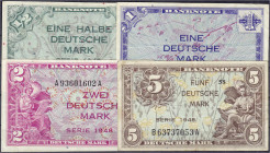 Die deutschen Banknoten ab 1871 nach Rosenberg
Westliche Besatzungszonen und BRD, ab 1948
4 Stück: 1/2, 1, 2 und 5 Deutsche Mark, Serie 1948. III un...