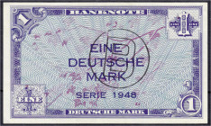 Die deutschen Banknoten ab 1871 nach Rosenberg
Westliche Besatzungszonen und BRD, ab 1948
1 Deutsche Mark, Serie 1948. Mit B-Stempel für Westberlin....