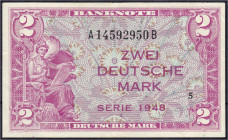 Die deutschen Banknoten ab 1871 nach Rosenberg
Westliche Besatzungszonen und BRD, ab 1948
2 Deutsche Mark, Serie 1948. Serie A/B. III. Rosenberg 234...