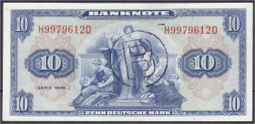 Die deutschen Banknoten ab 1871 nach Rosenberg
Westliche Besatzungszonen und BRD, ab 1948
10 Deutsche Mark 1948. Mit B-Stempel für Westberlin. II, k...