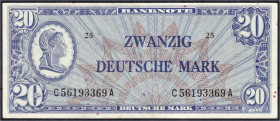 Die deutschen Banknoten ab 1871 nach Rosenberg
Westliche Besatzungszonen und BRD, ab 1948
20 Deutsche Mark (Liberty) o.D. (1948). Serie C/A. Platte ...