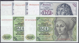 Die deutschen Banknoten ab 1871 nach Rosenberg
Westliche Besatzungszonen und BRD, ab 1948
3 X 10 u. 2 X 20 Deutsche Mark 1.6.1977 u. 2.1.1970. Serie...