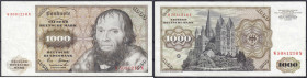 Die deutschen Banknoten ab 1871 nach Rosenberg
Westliche Besatzungszonen und BRD, ab 1948
1000 Deutsche Mark 2.1.1980. Serie W/N. II- Rosenberg 291a...