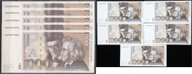 Die deutschen Banknoten ab 1871 nach Rosenberg
Westliche Besatzungszonen und BRD, ab 1948
5 X 1000 Deutsche Mark 1.8.1991. Serie AG/A, mit fortlaufe...