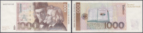 Die deutschen Banknoten ab 1871 nach Rosenberg
Westliche Besatzungszonen und BRD, ab 1948
1000 Deutsche Mark 1.8.1991. Serie AA/Z. Übl. leichte Farb...