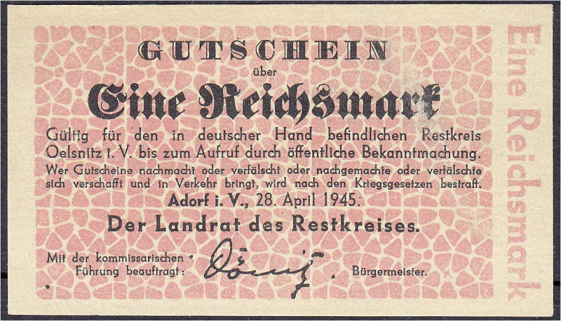 Deutsches Notgeld und KGL
Adorf i. Vogtl. (Sachsen)
Gutschein des Restkreises ...