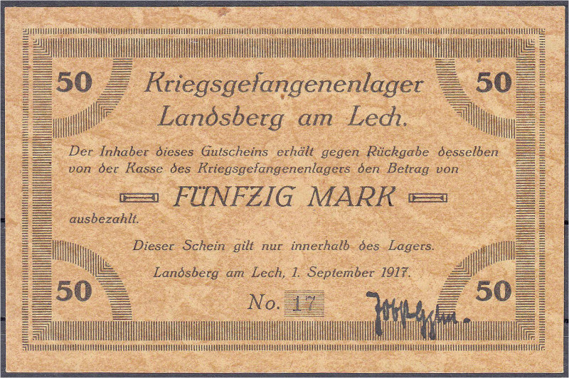 Deutsches Notgeld und KGL
Landsberg am Lech (Bayern)
Kriegsgefangenenlager, 50...