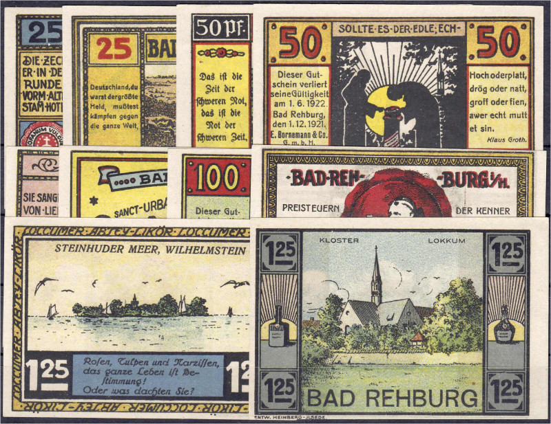 Deutsches Notgeld und KGL
Rehburg (Niedersachsen)
10 versch. Scheine E. Bornem...