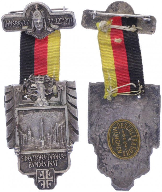 Anstecker, 1907
Deutschland, Kaiserreich nach 1871. auf das 5. Deutsche Turnerbu...