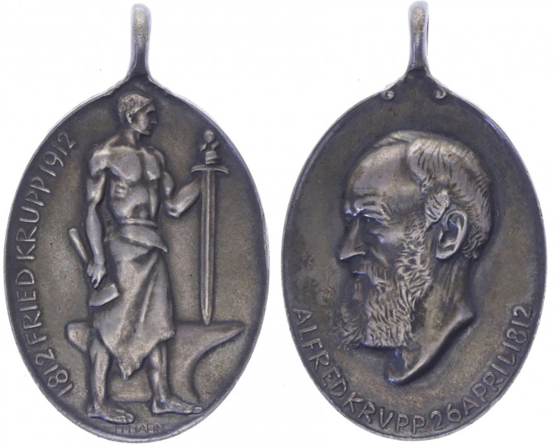 Ag - Anhänger, 1912
Deutschland, Kaiserreich nach 1871. oval, an O-Öse, auf Alfr...