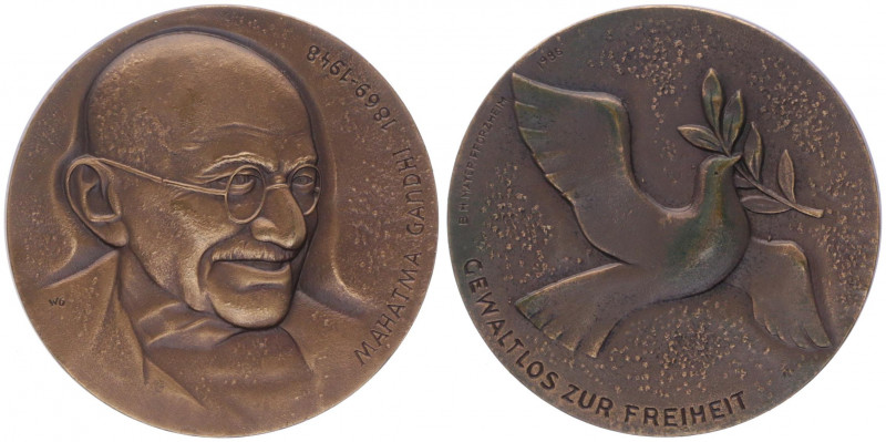 Kupfermedaille, o. Jahr
Deutschland, Diverse ohne Jahr. (1986), auf Mahatma Gand...