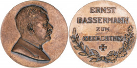 Bronzemedaille, o. Jahr
Deutschland, Diverse ohne Jahr. Baden Baden - zur Erinnerung an das Mitglied des Reichstages, Ernst Bassermann, Dm 36 mm.. 25,...