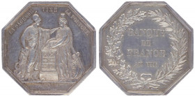 Ag - Jeton, 1800
Frankreich. octogonal, Bank von Frankreich Jahr VIII., Dm 36 mm.. 24,74g
vz