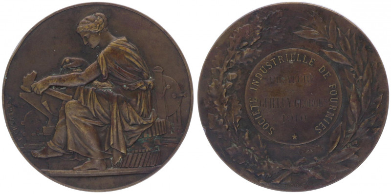 Bronzemedaille, 1910
Frankreich. von F. Chabaud. Av: Sitzende weibliche Gestalt ...