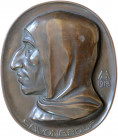 Kupfer-Guss-Plakette, 1913
Italien. einseitig, oval, auf Girolamo Maria Francesco Matteo Savonarola von 1494 bis 1498, Florenz. vz/stgl