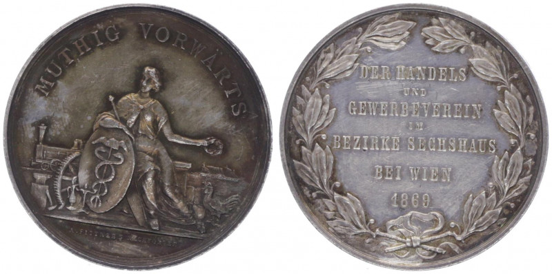 Franz Joseph I. 1848 - 1916
Silbermedaille, 1869. Prämie des Handels- und Gewerb...