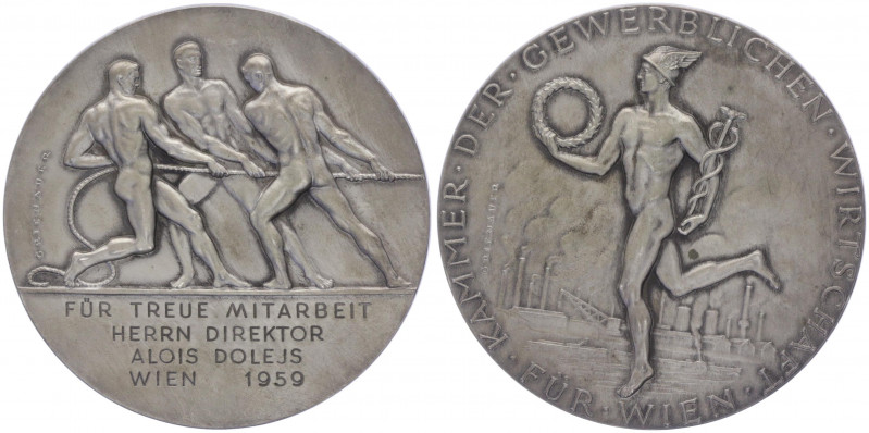 Bronzemedaille, 1959
versilbert, Kammer der gewerblichen Wirtschaft, Wien, für D...