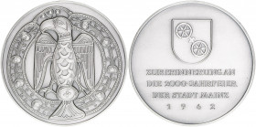 Bronzemedaille 1962, versilbert, auf die 2000 Jahrfeier der Stadt Mainz
Deutschland. stgl