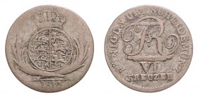Friedrich I. 1806 - 1816
Deutschland nach Regionen/Städten und Jahreszahlen geordnet, Württemberg. VI Kreuzer, 1801. 2,24g
AKS 51
s/ss