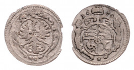 Sylvius Friedrich 1673 -1697
Deutschland nach Regionen/Städten und Jahreszahlen geordnet, Württemberg-Öls. 1/2 Kreuzer, 1680. 0,48g
F&S. 2369
Zainende...
