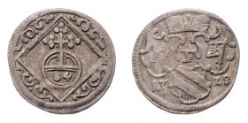 Christoph Franz von Hutten 1724 - 1729
Deutschland nach Regionen/Städten und Jahreszahlen geordnet, Würzburg Bistum. 1/84 Taler, 1728. 0,55g
Helm. 610...